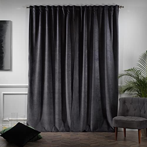 Solid Luxury Matte Velvet Soft Curtains Set of 2 Panels Hanging Back