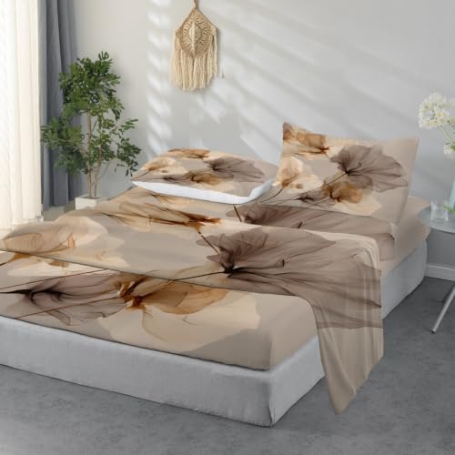Batmerry Flower Minimalist Floral Art Queen Sheet Set–4 Piece