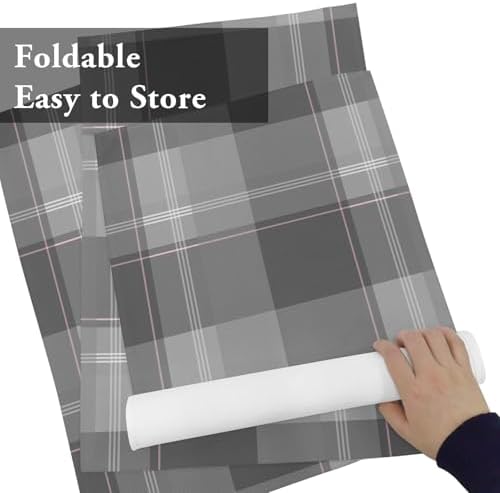 Grey Buffalo Plaid Placemats Set of 8, Cotton Linen Fabric Place Mats