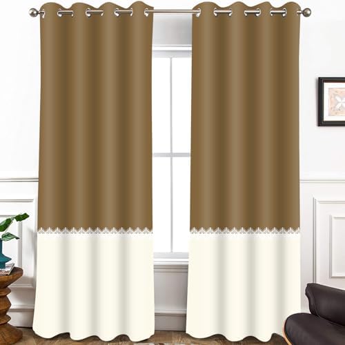 Brown Beige Window Curtains Panel 96 inches Long Farmhouse Drapes for