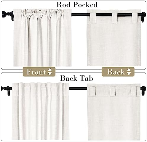 cololeaf Linen Curtains Natural White Curtains 108 inches Long Drapes