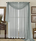 Sapphire Home Gray/Sage Sheer Curtains - 63 Inches Length, 2 Panels