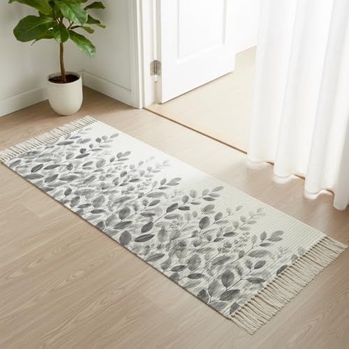 Spring Botanical Hallway Runner Rug 2'x5', Country Eucalyptus Leaves