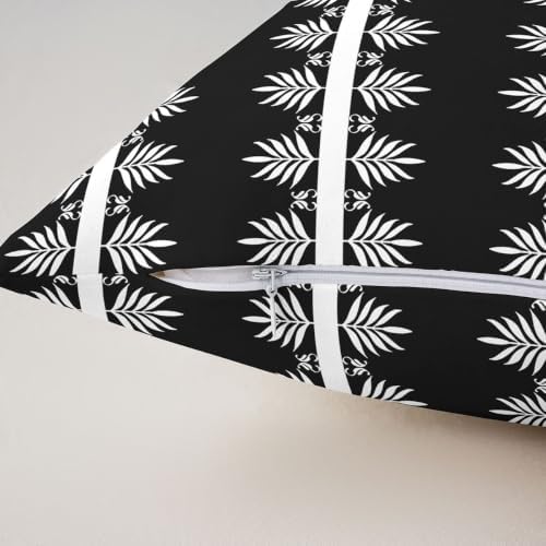 jejeloiu Black White Leaves Stripes Throw Pillow Covers Set of 2