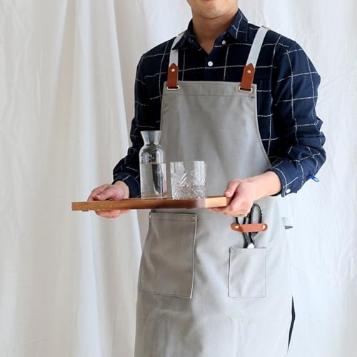 Canvas Aprons for Men Women with Pockets Adjustable Strap Chef Aprons