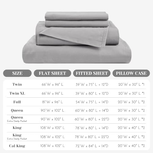Comfort Spaces 100% Cotton Percale Sheets Queen Sheet Set 4 Piece