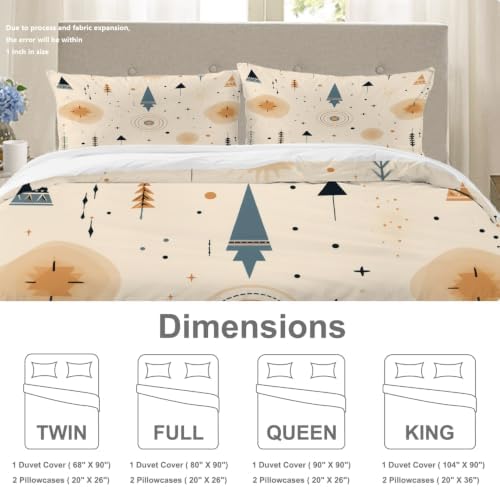 Geometric Shapes Duvet Cover Set King Size, 3 Pieces Bohemian Themed