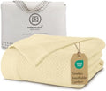 Threadmill Luxury 100% Cotton Queen Herringbone Blanket, Vanilla Cream