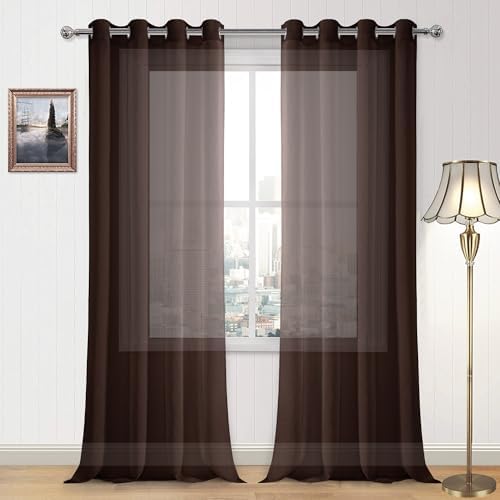 DWCN Semi Sheer Curtains, Grommet Top Window Curtains for Bedroom