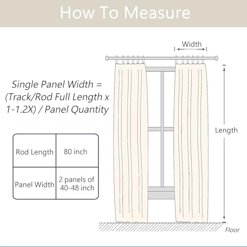2 Panels Light Filtering Pinch Pleated Curtains, 108 Inches Long