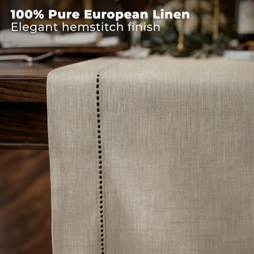 Signature LinenTM by D'Moksha, 100% Pure Linen Natural Table Runner