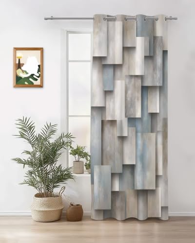 Abstract Block Curtains 63 inches Long for Living Room Bedroom