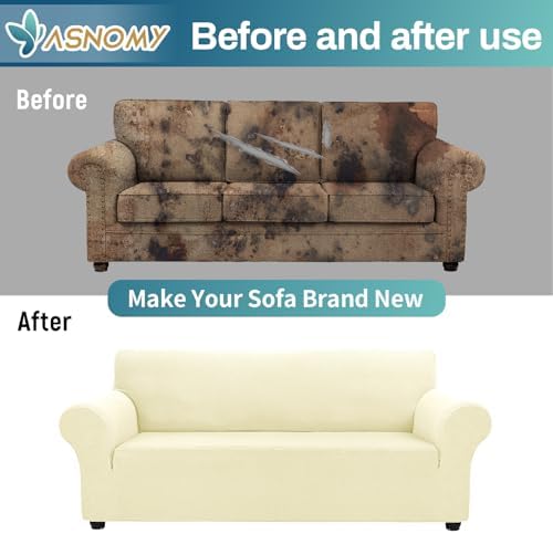 Asnomy Stretch Couch Covers for Sofa Washable, 3 Cushion