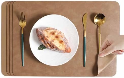 Leather Washable Placemats, Thick Faux Leather Heat Resistant
