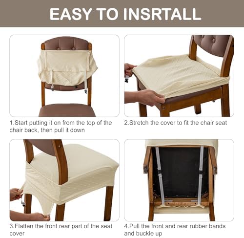 Genina Waterproof Chair Covers for Dining Room,Set of 6,Taupe