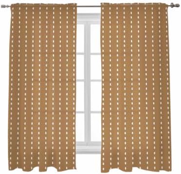 Geometric Stripes Brown Sheer Curtains 72 Inch length,Rod Pocket