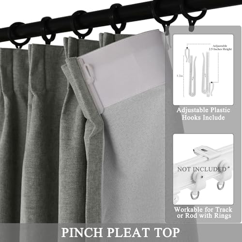 Fcosie 120 Inch Tall Soft Chenille 100% Black Out Curtains / 10, 12