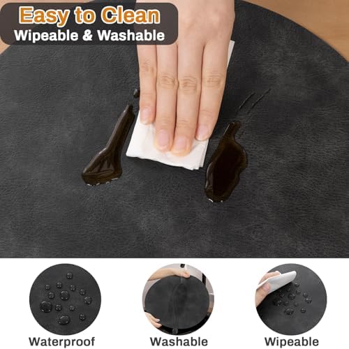 SHACOS Faux Leather 13" Round Placemats Set of 6, Gray Place Mats