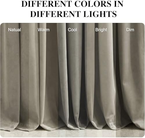 RYB HOME Taupe Velvet Blackout Curtains 84 inches for Bedroom Living