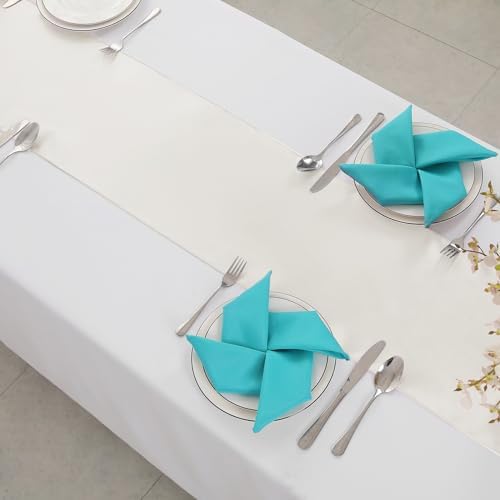 Horbaunal 12 Pack Ivory Satin Table Runner 12 x 108 Inch