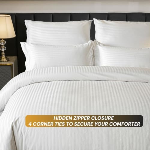Hotel Collection Duvet Cover King Size 3 Pcs White Cotton Satin Pin