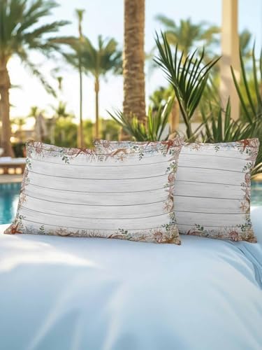 Outdoor Pillows Waterproof, Orange Coastal Starfish Bedding Throw