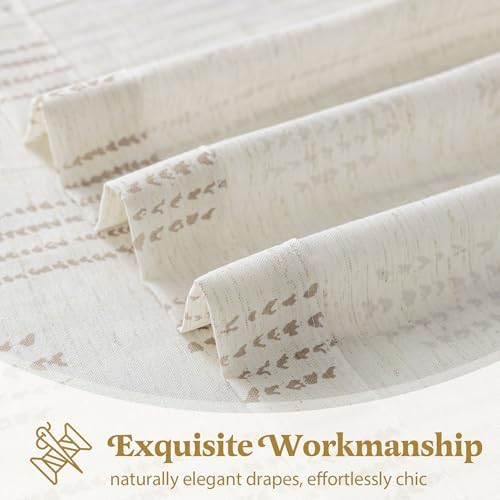 Taupe Linen Boho Curtains 96 Inch Farmhouse Grommet Top 2 Panels