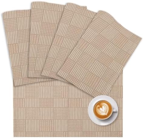 Minimalist Gingham Placemats Set of 8, Non Slip Washable Farmhouse