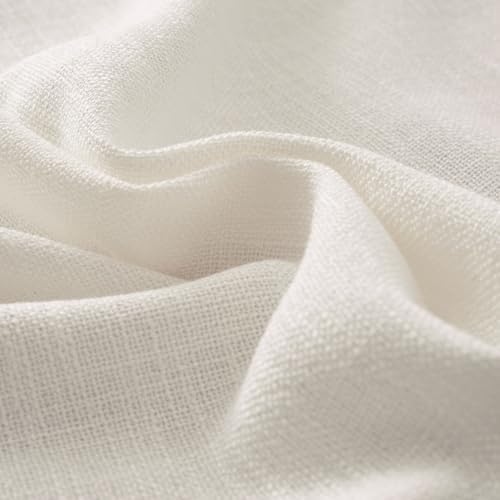 jinchan Faux Linen Curtains for Bedroom 63 inch Length Farmhouse Thick