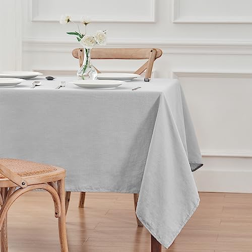 TOSMO 100% Linen Tablecloth, 52 x 70 Inch Rectangle Table Cloth, Soft