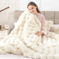Super Soft Faux Rabbit Fur Throw Blanket, 1000GSM Luxury Warm Cozy