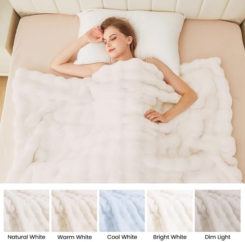 ORINOVA Light Beige Fluffy Blanket King Size Faux Bunny Fur Fuzzy