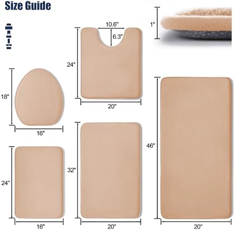 YIHOUSE Memory Foam Bath Mat Set, Super Absorbent Bath Mats - Non-Slip