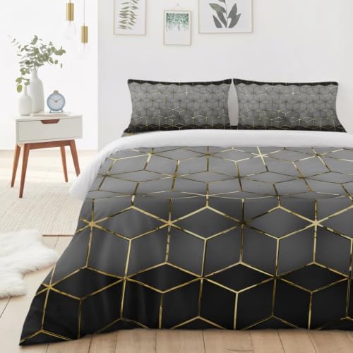 4 Piece Duvet Cover Set for Queen Size Bed,Gray Mottled Gradient