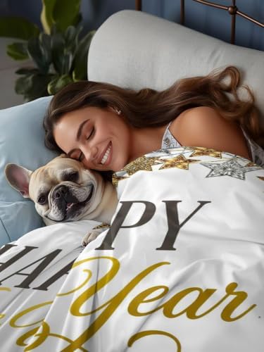 Cal King Size Flat Sheet Only, Happy New Year Words Bed Top Sheet Soft
