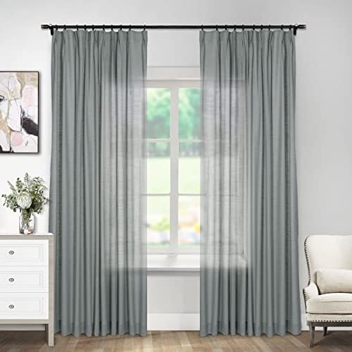 Macochico Pinch Pleated Natual Linen Curtains for Living Room Drapes