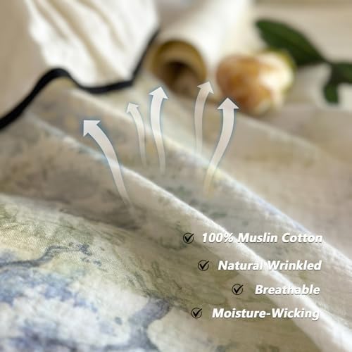 VM VOUGEMARKET Muslin Cotton Duvet Cover Set King Shabby Watercolor
