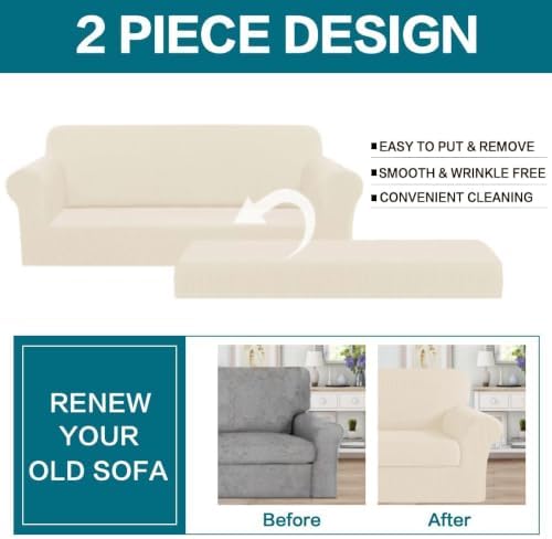 Turquoize Stretch Sofa Slipcover 2 Pieces Sofa Cover Couch Cover for 3