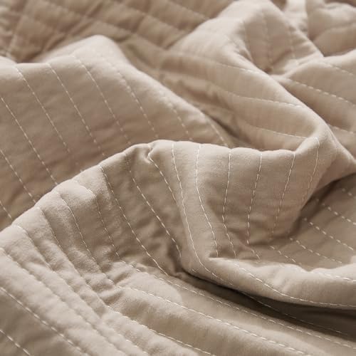 Stripe Quilted Pillowcases Set of 2, King Size Envelope Pillow Covers
