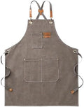 Cross-Back Chef Apron for Men Women with 3 Pockets, Cotton Canvas