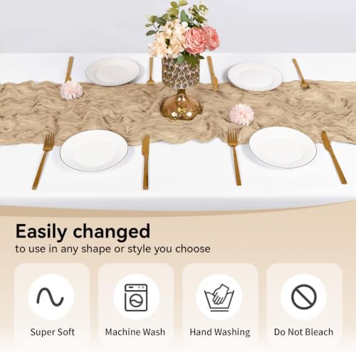 Cheesecloth Table Runner 12 Pack 17x108 Inch Beige Boho Gauze Fabric