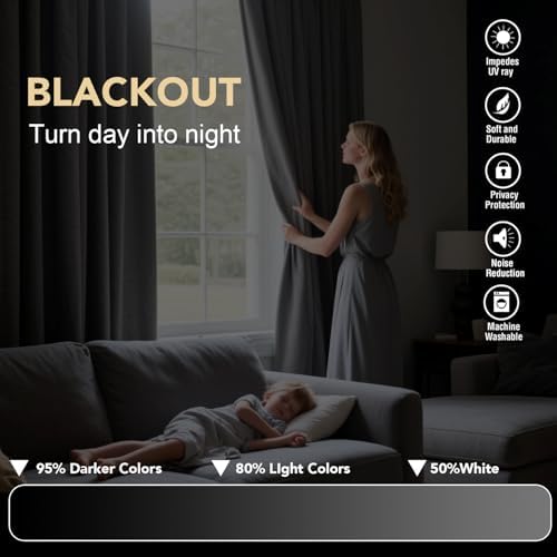 H.VERSAILTEX Room Darkening Linen Curtain for Bedroom/Living Room