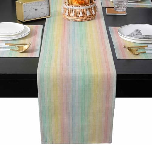 Stripes Table Runner and Placemats Set of 6 Vintage Multi Stripe