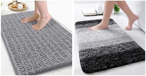 Arotive Luxury Chenille and Microfiber Bathroom Rugs Set, Bath Rug