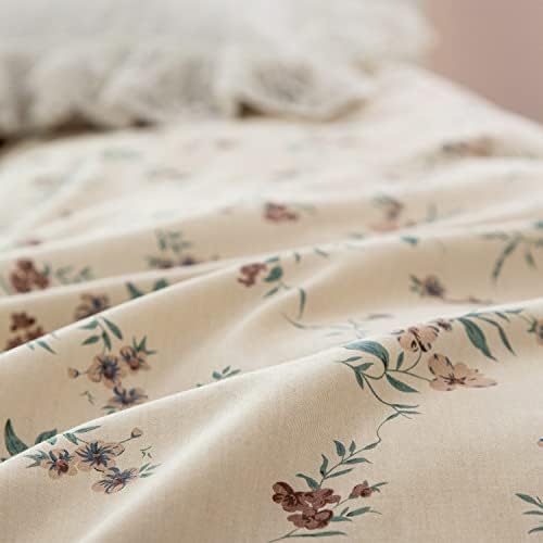 Floral Duvet Covers Queen, 100% Soft Cotton 3 Pieces Queen Flower
