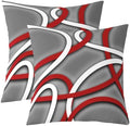Erosebridal Set of 2 Red Grey Circle Throw Pillow Covers 18x18 Inch