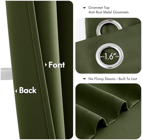 MIULEE Blackout Curtains for Bedroom 2 Panels 40 x 96 Inch Long Olive