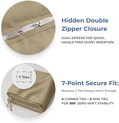Kotton Culture 3 Pc Queen Size Duvet Cover Set 100% Egyptian Cotton