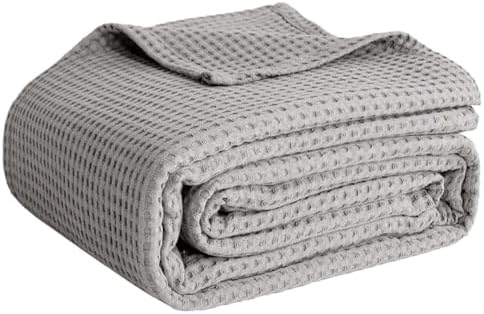 100% Cotton Blankets for Bed - Waffle Weave Blankets for Summer