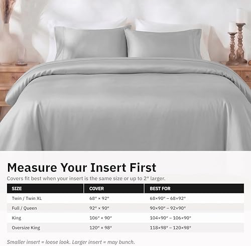 California Design Den Luxury Duvet Cover Set Twin XL, Light Grey